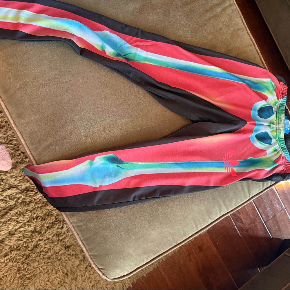 Rita Ora Skeleton Adidas Multicolor Graphic leggings. Adidas collaboration.